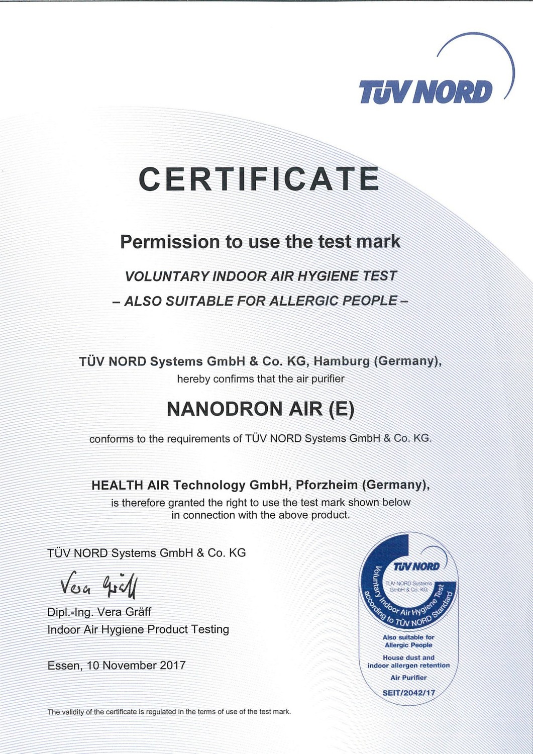 TÜV NORD Certificate(NANODRON AIR)